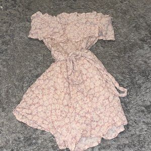 Pink Strapless Floral Romper